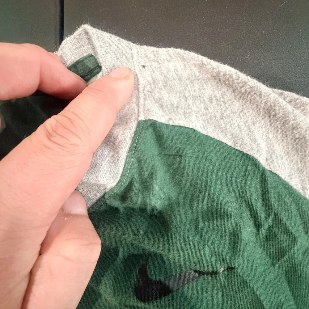 Nike Michigan State Spartans TShirt Womens L Green Grey Raglan Sporty Gameday